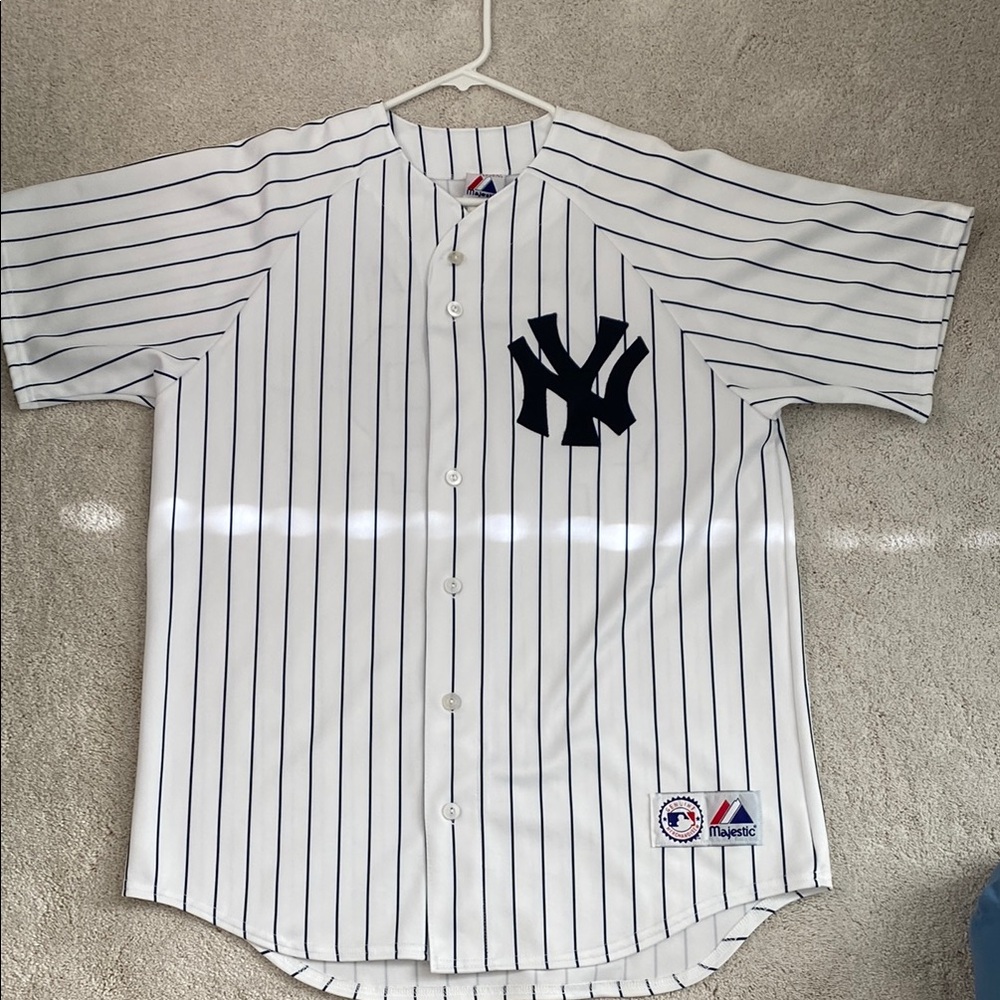 Majestic New York Yankees Rivera White and Navy Pinstripe Jersey